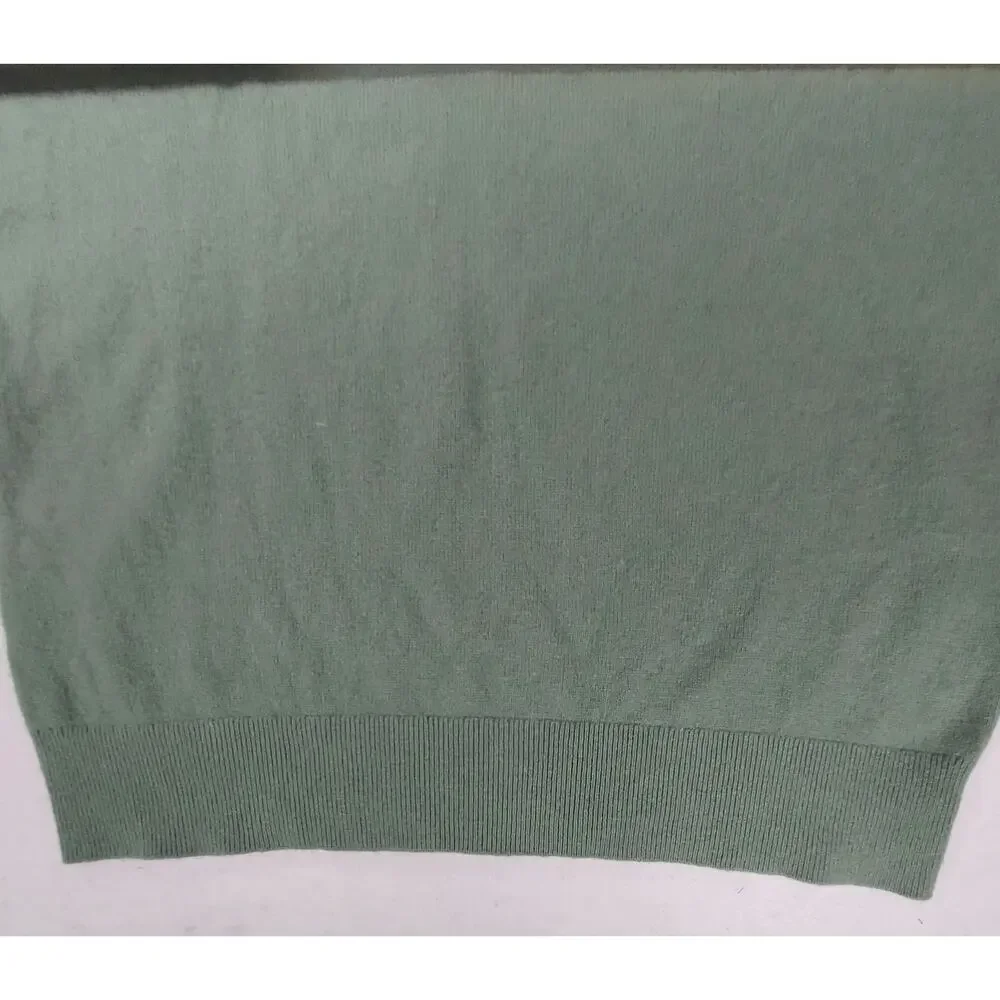 Quince 100% Cashmere Crewneck Sweater Moss Green Knit Pullover Minimalist Medium